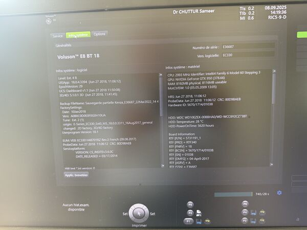 Voluson E8  RSA BT18  reconditionné