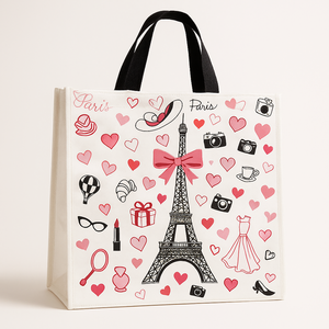 C2222/2  SAC CABAS DE CAISSE PARIS 100% RECYCBLABLE LARGEUR 45 CM / HAUTEUR 40 CM / SOUFFLET 20 CM