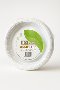 C1968/2 SDV DIRECT Assiettes en plastique Blanches 17cm 50P