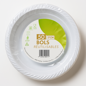 C1968-9 SDV DIRECT Bol en plastique Blanc  17cm 50P