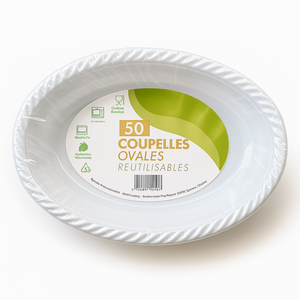 C1968/8 SDV DIRECT Coupelles Ovales en plastique Blanches 50P