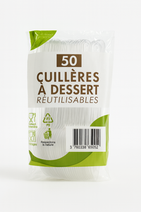 C1968/6 SDV DIRECT Cuillères à Dessert en plastique Transparent 11cm 50P