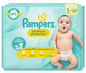 C2334 PAMPERS COUCHE PREMIUM PROTECTION TAILLE 1 (2-5KG) - 29 COUCHES