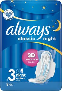 C1867/3 ALWAYS Serviette hygiénique Nuit Classic + ailes T3 8P