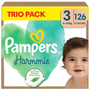 C2260 PAMPERS COUCHES BÉBÉ HARMONIE -TAILLE 3 - 126 COUCHES ( 6-10KG )