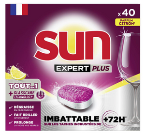 C2354 SUN TABLETTES LAVE-VAISSELLE EXPERT PLUS CITRON TOUT EN 1- 40 LAVAGES
