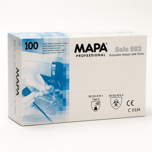 C2075/7  MAPA Gants Latex Naturel Poudrés Taille L SOLO 992 100P