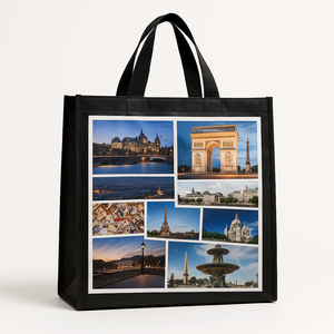 C2222/5 SAC CABAS PARIS PELE MELE 100% RECYCBLABLE LARGEUR 45 CM / HAUTEUR 40 CM / SOUFFLET 20 CM