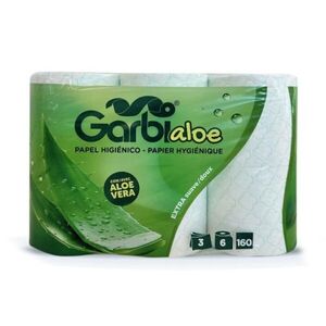 C1651 PAPIER HYGIÉNIQUE 3 PLIS GARBI ALOE VERA EXTRA-DOUX 160 FEUILLES X6 ROULEAUX