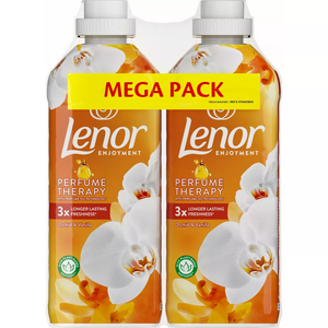 C2388 LENOR ADOUCISSANT LIQUIDE ENJOY LOT DE 2 - ORCHIDÉE VANILLE & AMBRE DORÉ - 37 LAVAGES 925 ML X 2