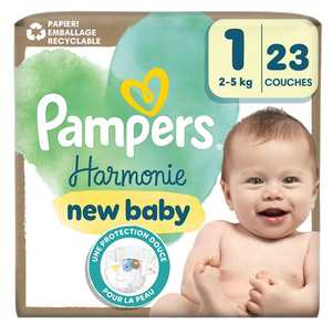 C2258/1 PAMPERS COUCHES BÉBÉ HARMONIE -TAILLE 1 - 23 COUCHES ( 2-5KG )