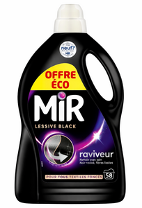 C2436/2 MIR LESSIVE LIQUIDE BLACK POUR TOUS TEXTILES FONCES 58 LAVAGES 2,90 L