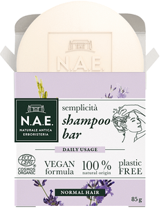 C1992/2 NAE SHAMPOING SOLIDE CERTIFIÉ BIO, USAGE QUOTIDIEN CHEVEUX NORMAUX, EXTRAITS DE RIZ BIO ET DE LAVANDE BIO, FORMULE VEGAN, 99 POUR CENT D'INGRÉDIENTS D'ORIGINE NATURELLE, SAVON DE 85 G