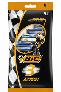 C2448 BIC RASOIR JETABLE 3 LAMES ACTION POUR HOMMES PACK DE 5 RASOIRS
