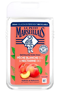 C1621/19 LE PETIT MARSEILLAIS GEL DOUCHE PECHE BLANCHE BIO & NECTARINE BIO 250ML