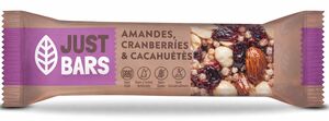 C2455/2 BARRE JUST BARS AMANDES & CANNEBERGES HALAL / CACHER 40 G