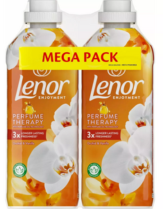 C2388/1 LENOR ADOUCISSANT LIQUIDE ENJOY LOT DE 2  ORCHIDÉE VANILLE & AMBRE DORÉ 37 LAVAGES 925 ML