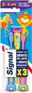 C2690 SIGNAL BROSSES À DENTS KIDS 2-6 ANS LE LOT DE 3 VENTOUSE SOUPLE PACK JUNGLE