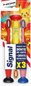 C2691 SIGNAL BROSSES À DENTS VENTOUSE SOUPLE KIDS 7+ ANS LE LOT DE 3 PACK POKEMON