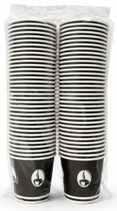 C1968/16 GOBELETS EN CARTON NOIR ET BLANC LOT DE 100 PCS 110 ML