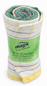 C2495 MAGIC LOT DE 10 TORCHONS 70% COTON - 30% POLYESTER 45 X 70 CM