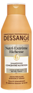 C2317/1 DESSANGE SHAMPOING NUTRI-EXTRÊME RICHESSE CHEVEUX TRÈS SECS, RÊCHES, TERNES HUILES PRÉCIEUSES D'ONAGRE ET SÉSAME 250 ML
