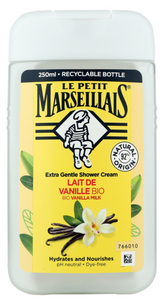 C1621/6 LE PETIT MARSEILLAIS GEL DOUCHE EXTRA DOUX LAIT DE VANILLE BIO 250ML