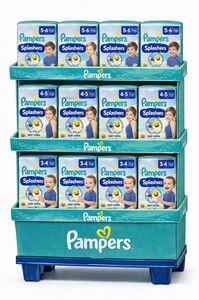 C2537 PAMPERS DISPLAY COUCHES SPLASHERS PRÉSENTOIR HYGIÈNE BEBE MIX 3 REFS 36PCS 12 TAILLE 3/4 6-11KG ; 11 TAILLE 4/5 9-15KG ; 10 TAILLE 5/6 14+ KG