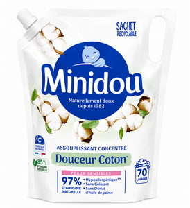 C2571/1 MINIDOU ADOUCISSANT CONCENTRE DOUCEUR COTON SANS COLORANT HYPOALLERGENIQUE 70 LAVAGES 1,4 L