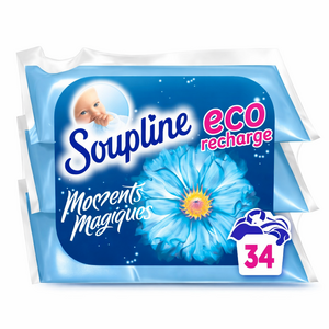 C2516/2 SOUPLINE ADOUCISSANT RECHARGE MOMENTS MAGIQUES FRAÎCHEUR ÉTERNELLE 32 LAVAGES 3X200ML